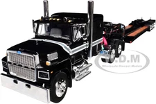 FORD LTL 9000 SLEEPER W/LOWBOY TRAILER BLACK 1/64 DIECAST BY FIRST GEAR 60-2102