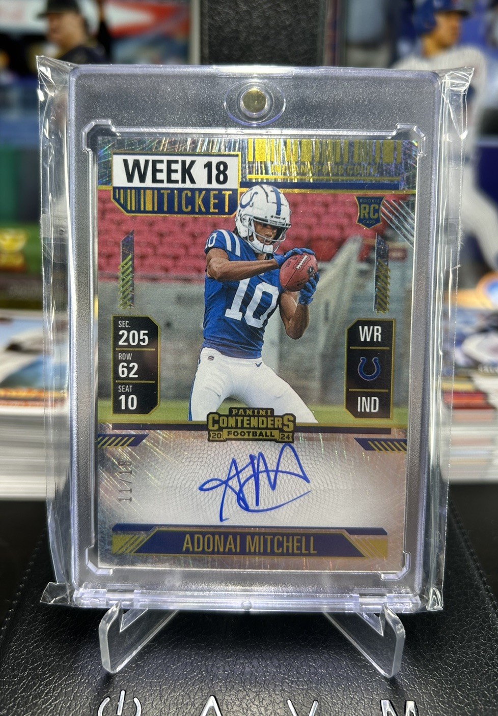 2024 Panini Contenders Football Adonai Mitchell RC Auto Week 18 Ticket /18 JETS!