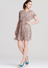 Alice + Olivia Kimber Silk Animal Print Elastic Waist Dress Size Large Luxury