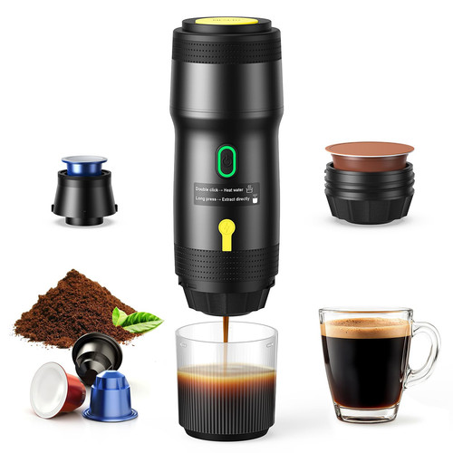 Portable Electric Espresso Machine, Car Self-Heating Coffee Maker with USB-DC...