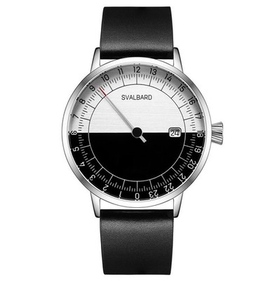 Svalbard NOONDAY AA17F Swiss Quarz Stahl Weib Silber Schwarz 24H Herren Uhr