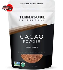 Terrasoul Superfoods Raw Organic Cacao Powder, 1 Lb - Raw | Keto | Vegan