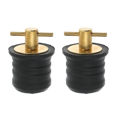 1 Inch T Handle Brass Boat Plug Snap Drain Marine Twist Plug Rubber Plugs,2 Pack