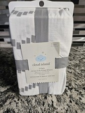 cloud island Gray and White Jersey Fitted Crib Sheets - 2-Pack 100% Cotton