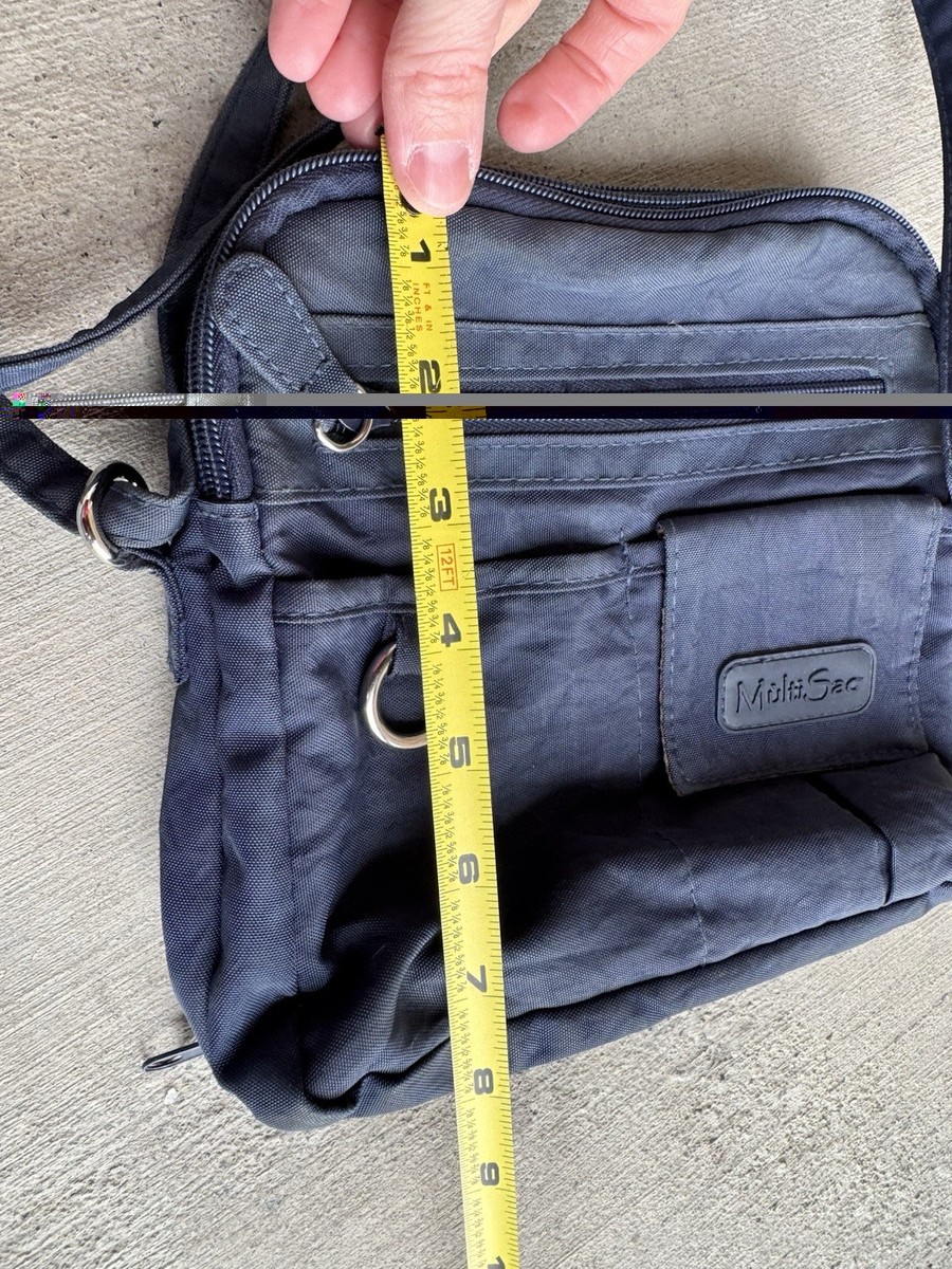 Preowned Multisac Crossbody Bag Navy Blue Tan Triple Zip All In