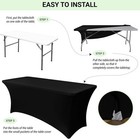 6ft Stretch Black Spandex Table Cloth for Standard Folding Tables - 2 Pack Un...
