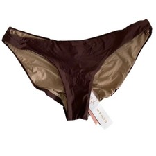NWOT Pilyq Moka S Solid Brown Ruched Cheeky Bikini Swim Bottom 106787