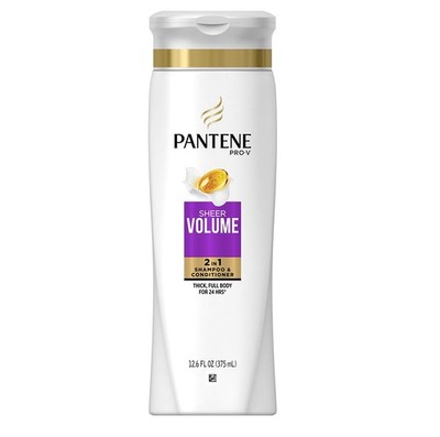 Pantene Pro-V 2 in 1 Shampoo & Conditioner, Sheer Volume with Collagen, 12.6 Oun