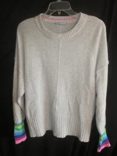 ALASHAN - XL - CHARMING STRIPED SLEEVES BOAT NECK CASHMERE SWEATER NWOT
