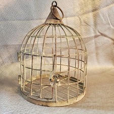 Vintage Hanging Metal Bird Cage W/ Door - Weathered, Farmhouse Decor Wedding