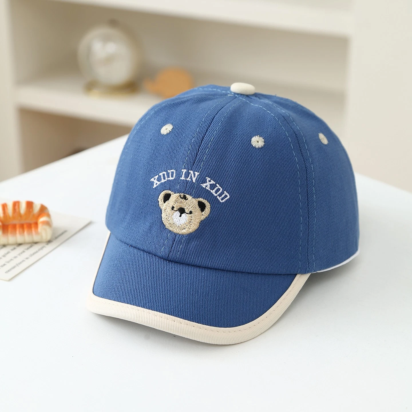 Summer Retro College-style Cartoon Bear Embroidered Children's Baseball Cap...
