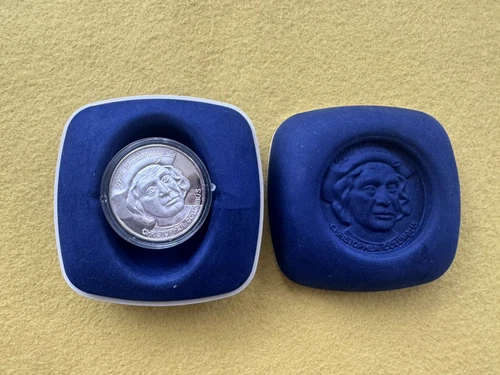Silver - High Relief Christopher Columbus 500th Anniversary W / Box