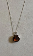 J Francis Swarvoski Smoked Topaz Crystal Shield Pendant Necklace - 20 inches