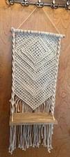 HANDCRAFTED MACRAME BOHEMIAN WALL HANGING WITH WOODEN SHELF BOHO HANDMADE OOAK