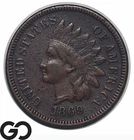 1869 Indian Head Cent Penny *Significant Date, Low Mintage* Choice XF++