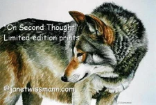 LARGE ART PAINTING PRINT Signed Numbered Timberwolf Wolves Gray Wolf J. Wissmann