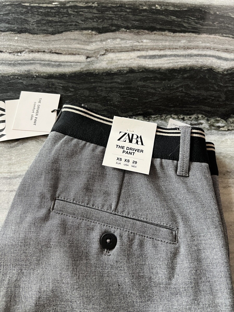 ZARA MAN DRIVER PANTS WORK CASUAL SUIT SLACKS BUSINESS TROUSERS BLACK GRAY 29 XS