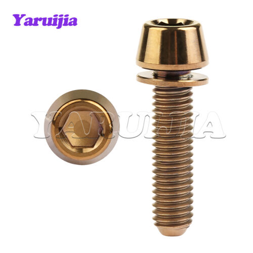 M5 M6 Titanium Bolt Taper Hex Screw with Non-shedding Washer for Bicycle Stem - Picture 13 of 14