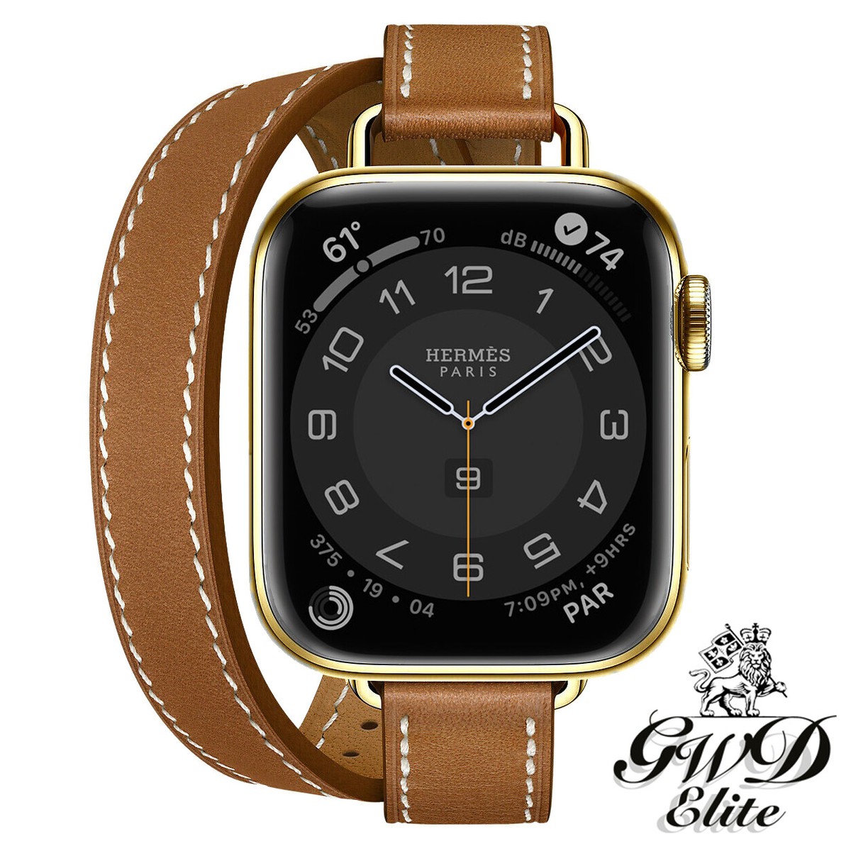 24k Gold Plated Hermes Apple Watch Series 7 Attelage Double Tour