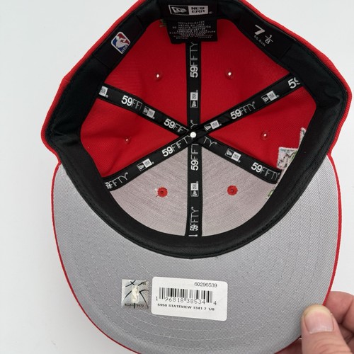 Men's Houston Rockets New Era Red Stateview 59FIFTY Fitted Hat SZ 7 1/8 - Picture 5 of 5