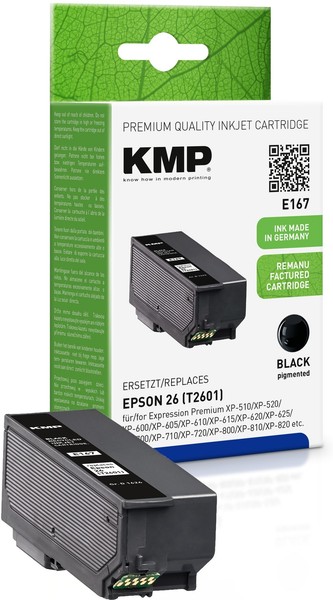 Kmp E167 Schwarz Tintenpatrone Ersetzt Epson Expression Premium 26 (T2601)-image