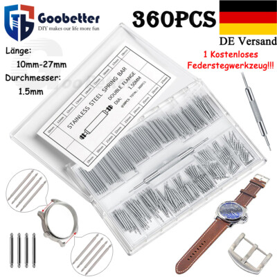 360tlg 10-27mm Federstege Federstifte Uhrenstifte Edelstahl Set fuer Uhrarmband