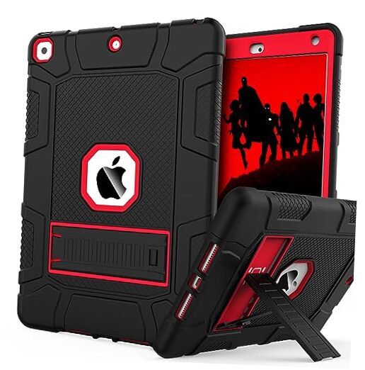 Protective iPad 9th/8th/7th Gen Case in Black and Red