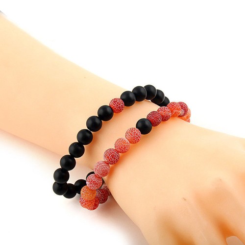 2 Distance Bracelets for Lovers Couples Matching Gift Matte Agate 8mm Bead Stone - Picture 71 of 131