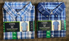 Chaps Men Short Sleeve Woven Shirt LIGHT BLUE SIZES L,XL,XXL DARK BLUE S, L  XL