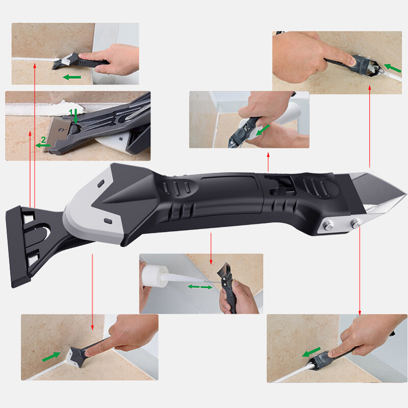 ADOS 3 In 1 Silicone Sealant Reover Tool Kit Set Scraper Caulking Ould Reoval Angle Scraper - Foto 8