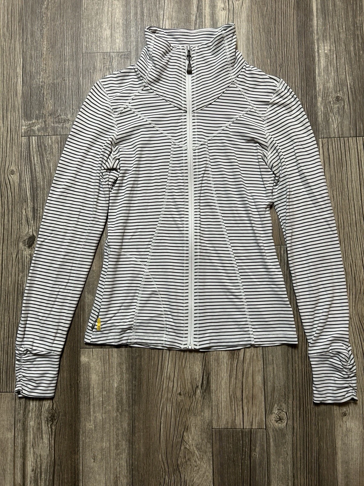 lole full zip athletic stretch long sleeve stripe jacket