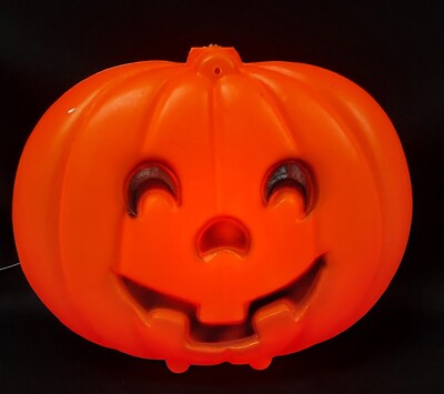 VINTAGE JACK-O-LANTERN PUMPKIN LIGHTED BLOW MOLD - USA - APPROX. 9 1/2'' X 7 1/2''
