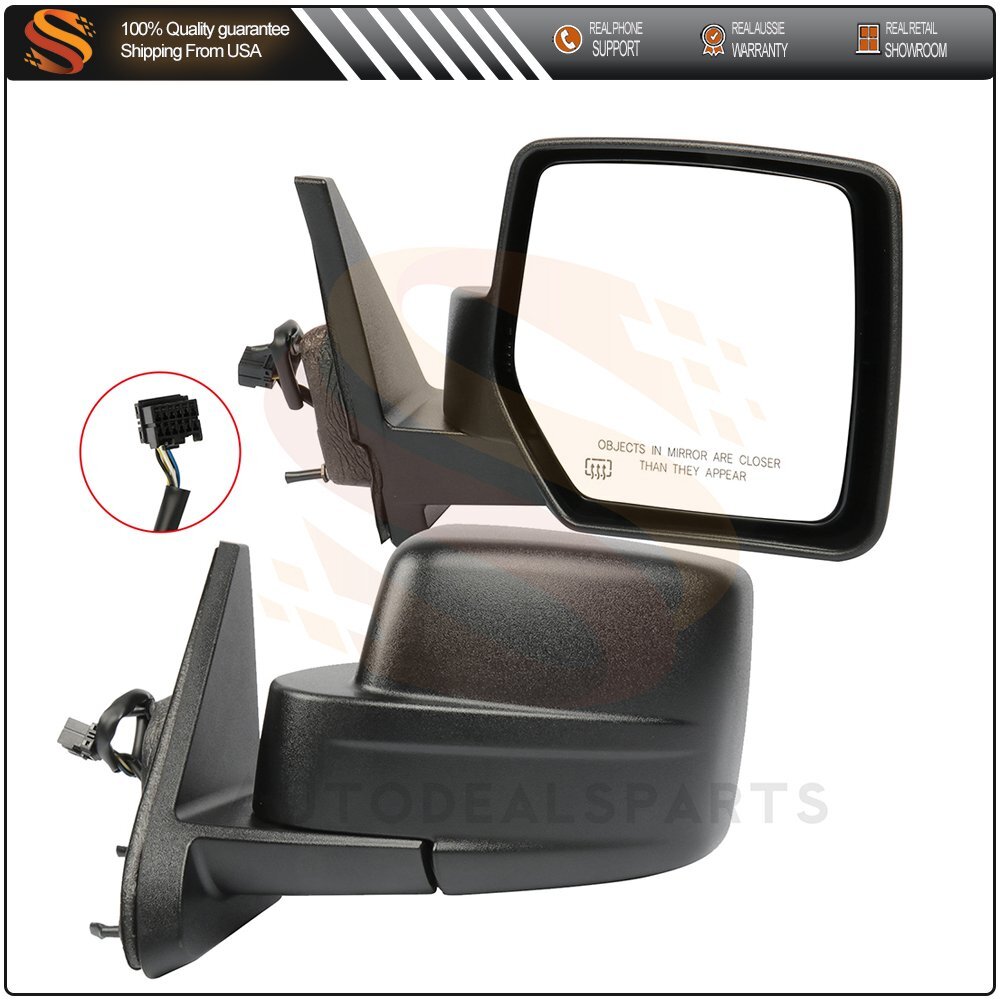 Mirrors Fits 2007-2018 Jeep Patriot LH &RH Side Power Heated Black CH1321283