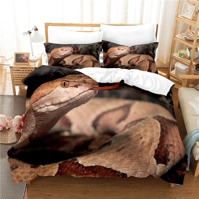Python Poisonous Snake Duvet Doona Cover Double Queen Bedding Set Quilt Cover