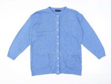 Cardigan Lana donna blu girocollo misto acrilico taglia unica