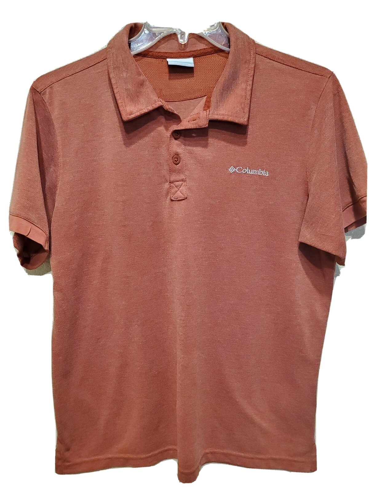 Men's Rust Columbia Short Sleeve 3 Button Polo Casua… Gem