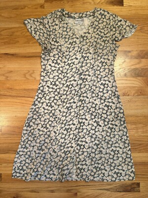 Caroline Wells 90s VTG Green Floral Print Dress With Buttons Down Front PM  | eBay
