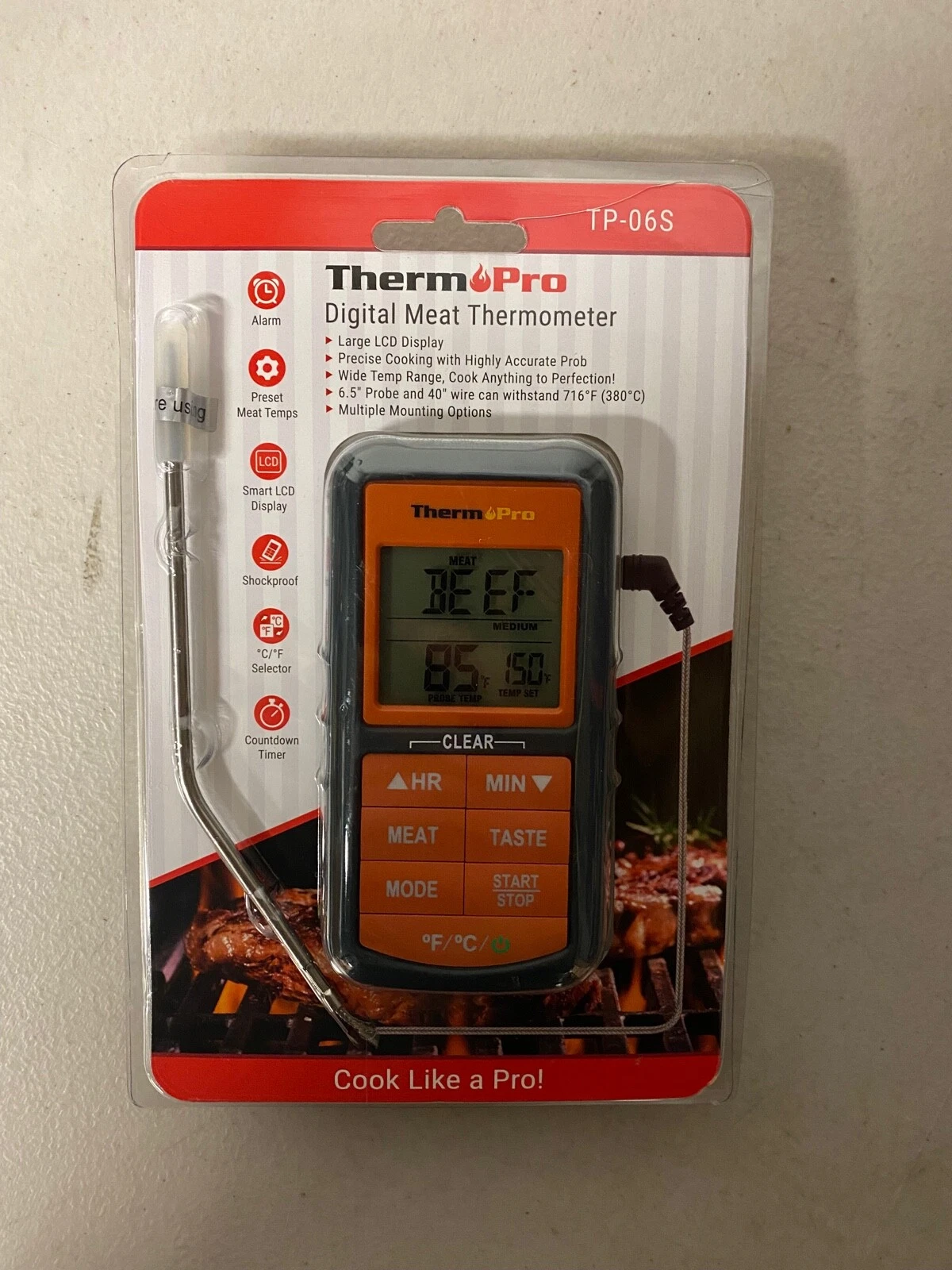 Digital LCD Meat Thermometer Cooking Smoker Oil Grill BBQ Oven tp-06s
Opens in a new window or tab