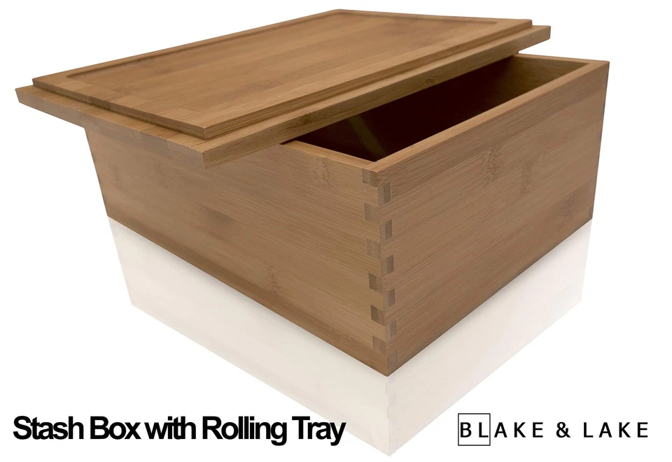 Wood Stash Box Natural Bamboo Boxes  - Wooden Storage Box with lid Stash Boxes - Image 3 of 4