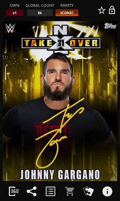 Topps WWE Slam 2020 Johnny Gargano NXT Takeover Gold Signature Iconic Digital