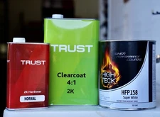 Super White Basecoat Paint & Trust Urethane 2K High Gloss Clear Coat GALLON Kit!