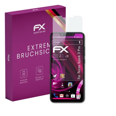 atFoliX Glasfolie für Tecno Spark 3 Pro Displayfolie 9H Schutzpanzer