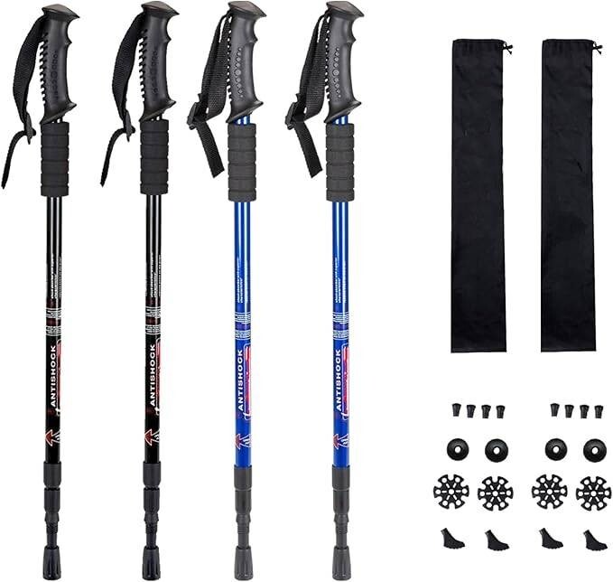 Bastones de trekking para senderismo, paquete de 2 plegables ligeros antigolpes.