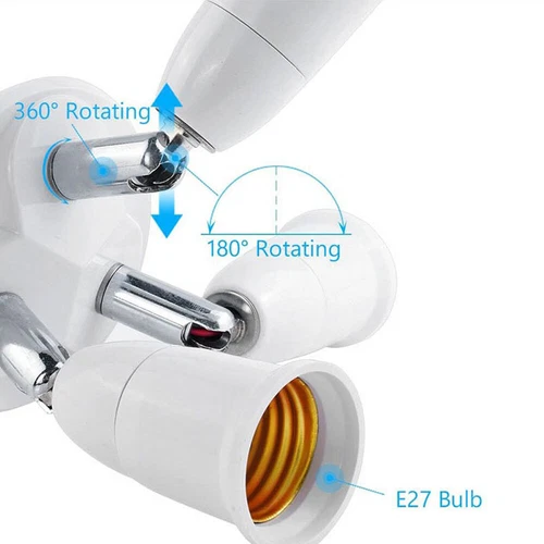 5 in1 E26/E27 Splitter Socket Adapter Extender Standard Bulb W/ Switch Converter - Picture 6 of 7