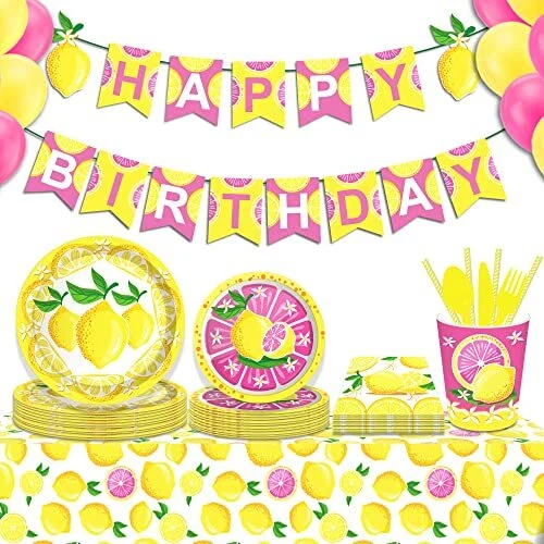 2 Pcs Plastic Tablecloth Summer Table Cover Disposable Rectangle Table Lemon - Image 4 of 4