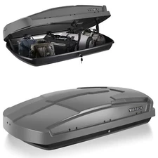 15 Cu. Ft. Rooftop Cargo Box Luggage Carrier +Key Dual-Side Opening  Gray