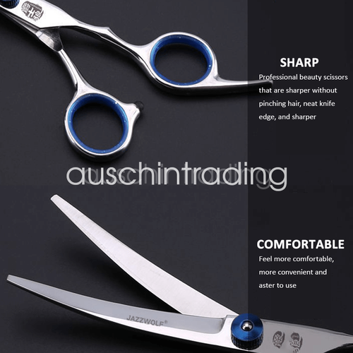 7" Professional Pet Grooming Scissors Set Dog Shear Hair Cutting Curved Tool Kit - Picture 3 of 12