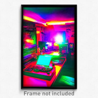 Pixel Art Poster - Vibrant Computer (8 Bit Psychedelic Trippy Video Game Print)