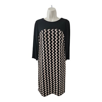 black gold chevron dress Oscar de La Renta Chevron Virgin Wool Dress