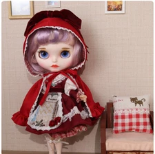 12" Blythe doll Nude Joint Body pink-purple mix hair Custom Eyebrow dudu mouth